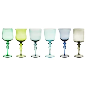 Bitossi Home Set 6 Goblets Adorned Stems Mixed Shapes