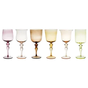 Bitossi Home Set 6 Goblets Adorned Stems Mixed Shapes